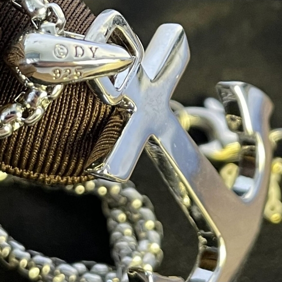 DAVID YURMAN SS Anchor AMULET Black Diamonds 2.7mm Box Chain 20"  Necklace NIB - Picture 6 of 16